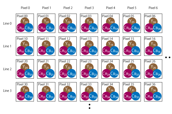 Pixel representation of YCbCr 4:4:4 (24bit)